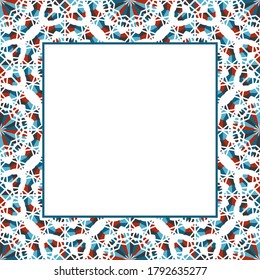 Oriental ornamental mosaic border. Arabic design for page decoration. Vector asian square frame - Shutterstock ID 1792635277