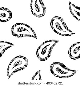 Oriental ornamental picture with paisley cucumber Turkish, Indian, Persian. Seamless pattern. Hand drawing. Vector illustration