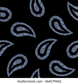 Oriental ornamental picture with paisley cucumber Turkish, Indian, Persian. Seamless pattern. Hand drawing. Vector illustration