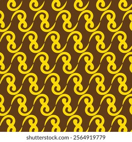 Oriental ornamental seamless pattern. Hand drawing texture monochrome abstract streak floral background. Orange spiral wavy shading vector design element. Random symbols gold line texture on white