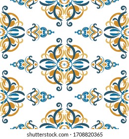 Oriental ornate elegant seamless pattern. Arabic ornament, background, cover, wallpaper, wrapping paper, tile. Pattern on a transparent background. Stock vector hand drawn illustration.

