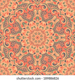 Oriental ornate seamless pattern. Ethnic bright seamless background. Vector illustration.