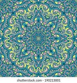 Oriental ornate seamless pattern. Ethnic bright seamless background. Vector illustration.