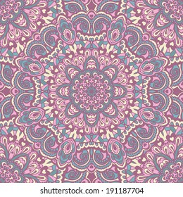 Oriental ornate seamless pattern. Ethnic bright seamless background. Vector illustration.