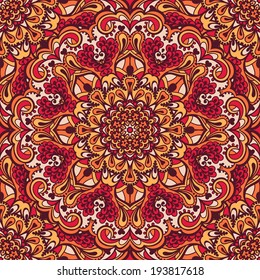 Oriental ornate seamless pattern. Ethnic bright seamless background. Vector illustration.