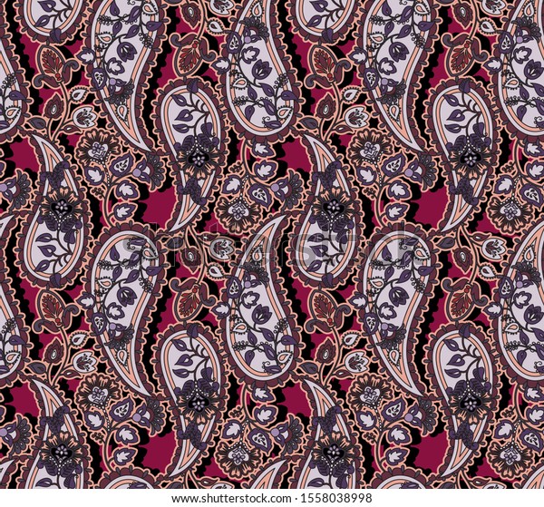 Oriental Paisley Seamless Pattern Traditional Persian Stock Vector