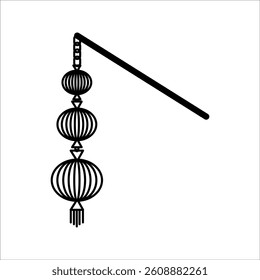 Oriental paper lantern line icon. linear style sign for mobile concept and web design. Japanese lantern outline vector icon. Symbol, logo illustration. Vector graphics