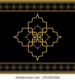 Oriental pattern, black and gold background - vector logoicon illustration. Unique design. Concept relax and meditation use for page logo book