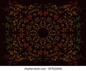 Oriental pattern. Ethnic decor carpet, tile, walls, packing, blankets, cover, scarves. Creative ornament for interior design and clothing. Print of hand drawing.