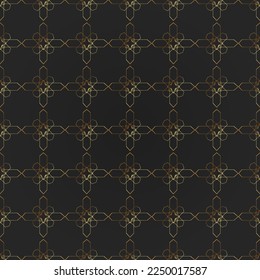 Oriental pattern. Golden geometric shapes on a dark background. Seamless pattern in vector.