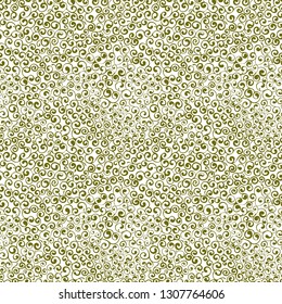 Oriental pattern of green curly twigs, seamless vector pattern on white background