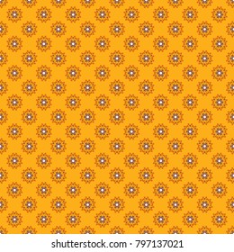 Oriental pattern, Islam, Arabic, Indian, turkish, pakistan, chinese, mystic, ottoman motifs. Flower Mandalas seamless pattern. Orange, brown and yellow vintage decorative elements.