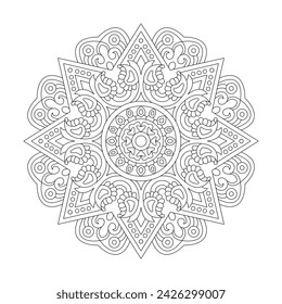 Oriental pattern Mandala Design for Coloring book page,