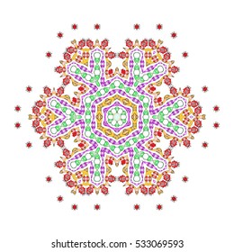 Oriental pattern mandala, Indian, Gentle red circular logo for boutique, flower shop, business, interior. Vector Flower Mandala. Company mark, emblem, element. Simple mandala logotype.