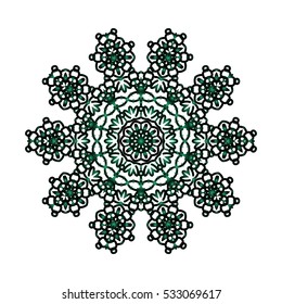 Oriental pattern mandala, Indian, Gentle emerald circular logo for boutique, flower shop, business, interior. Vector Flower Mandala. Company mark, emblem, element. Simple mandala logotype.