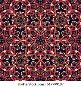 Oriental pattern of mandala. Vector colorful ornament. Template for shawl, textile, carpet.