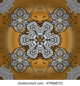 Oriental pattern of mandalas. Vector golden round gradient background.