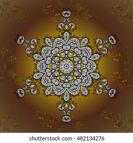 Oriental pattern of mandalas. Vector golden round gradient background.