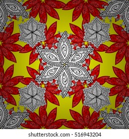Oriental pattern of mandalas. Vector red, white, yellow background.