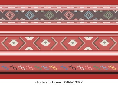 oriental pattern on  red background ,oriental tradition style,oriental culture ,ethnic pattern ,Tai lue tribes ,design for costume clothing ,wrapping ,textile ,fabric,decoration