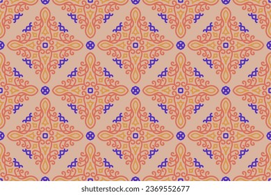 oriental pattern. orange and blue background with Arabic ornaments. Patterns, background and wallpaper for your design. Textile ornament. Vector illustration.