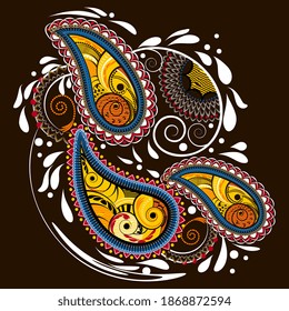Oriental pattern with Paisley on a brown background as a composition