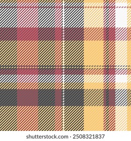Patrón oriental a cuadros sin costuras, Vector textil de tela delgada. Fondo de textura de tartán de cuadros ricos en la paleta de colores ámbar y rojo.