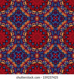 Oriental pattern. Red and blue really cool abstract seamless texture full of bright color