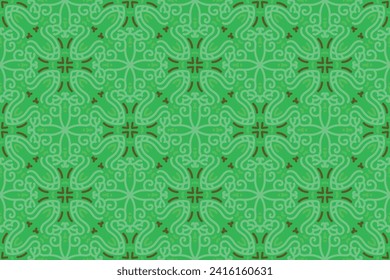 oriental pattern. smooth green background with Arabic ornaments. Pattern, background and wallpaper for your design. Textile ornament. Vector illustration.