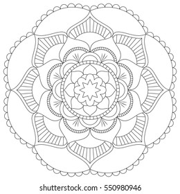 Oriental pattern. Traditional round coloring ornament. Mandala. Adult coloring. Round Ornament Pattern. Geometric circle element made in vector.