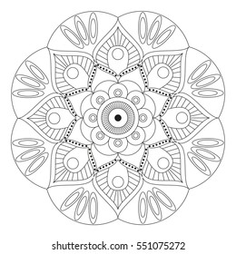 Oriental pattern. Traditional round coloring ornament. Mandala. Adult coloring. Round Ornament Pattern. Geometric circle element made in vector.