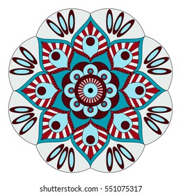 Oriental pattern. Traditional round coloring ornament. Mandala. Adult coloring. Round Ornament Pattern. Geometric circle element made in vector.