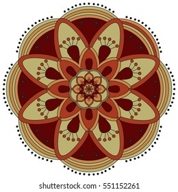 Oriental pattern. Traditional round coloring ornament. Mandala. Adult coloring. Round Ornament Pattern. Geometric circle element made in vector.