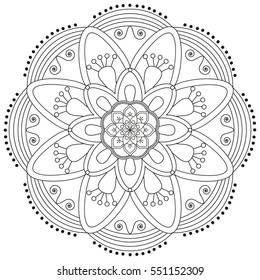 Oriental pattern. Traditional round coloring ornament. Mandala. Adult coloring. Round Ornament Pattern. Geometric circle element made in vector.