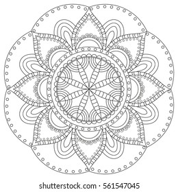 Oriental pattern. Traditional round coloring ornament. Mandala. Adult coloring. Round Ornament Pattern. Geometric circle element made in vector.