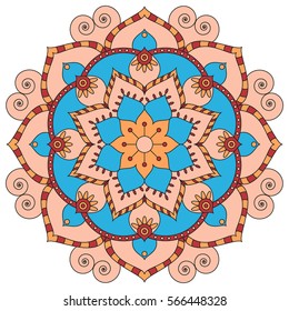 Oriental pattern. Traditional round coloring ornament. Mandala. Adult coloring. Round Ornament Pattern. Geometric circle element made in vector.