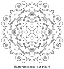 Oriental pattern. Traditional round coloring ornament. Mandala. Adult coloring. Round Ornament Pattern. Geometric circle element made in vector.