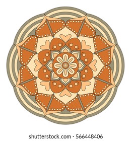 Oriental pattern. Traditional round coloring ornament. Mandala. Adult coloring. Round Ornament Pattern. Geometric circle element made in vector.