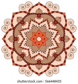 Oriental pattern. Traditional round coloring ornament. Mandala. Adult coloring. Round Ornament Pattern. Geometric circle element made in vector.