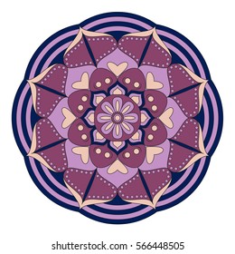 Oriental pattern. Traditional round coloring ornament. Mandala. Adult coloring. Round Ornament Pattern. Geometric circle element made in vector.