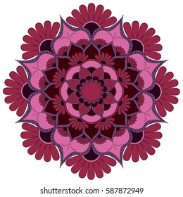 Oriental pattern. Traditional round coloring ornament. Mandala. Adult coloring. Round Ornament Pattern. Geometric circle element made in vector.
