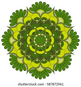 Oriental pattern. Traditional round coloring ornament. Mandala. Adult coloring. Round Ornament Pattern. Geometric circle element made in vector.