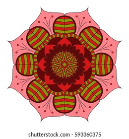 Oriental pattern. Traditional round coloring ornament. Mandala. Adult coloring. Round Ornament Pattern. Geometric circle element made in vector.