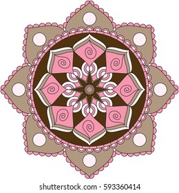 Oriental pattern. Traditional round coloring ornament. Mandala. Adult coloring. Round Ornament Pattern. Geometric circle element made in vector.
