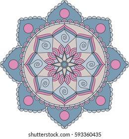 Oriental pattern. Traditional round coloring ornament. Mandala. Adult coloring. Round Ornament Pattern. Geometric circle element made in vector.