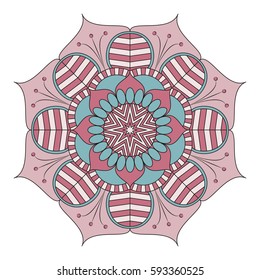 Oriental pattern. Traditional round coloring ornament. Mandala. Adult coloring. Round Ornament Pattern. Geometric circle element made in vector.