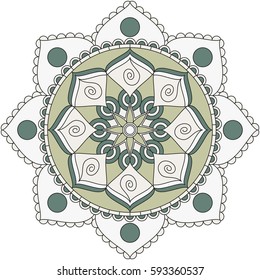 Oriental pattern. Traditional round coloring ornament. Mandala. Adult coloring. Round Ornament Pattern. Geometric circle element made in vector.
