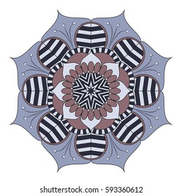 Oriental pattern. Traditional round coloring ornament. Mandala. Adult coloring. Round Ornament Pattern. Geometric circle element made in vector.