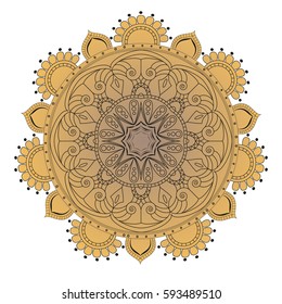 Oriental pattern. Traditional round coloring ornament. Mandala. Adult coloring. Round Ornament Pattern. Geometric circle element made in vector.