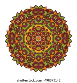 Oriental pattern. Traditional round ornament. Mandala. Red and orange tone